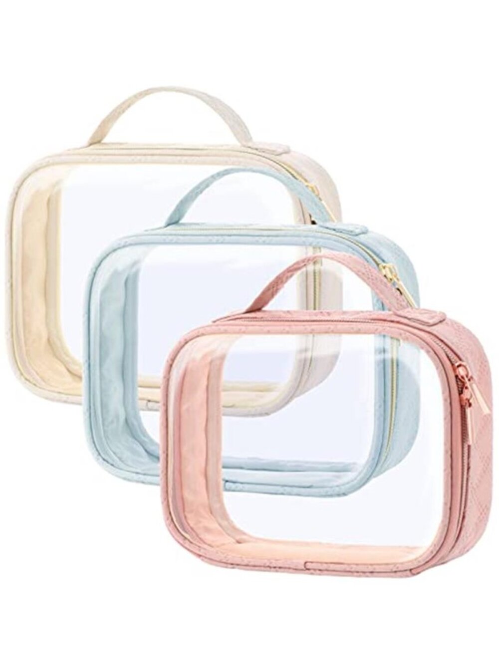 TSA Approved Clear Toiletry Bags Travel Makeup Cosmetic Organizer 3 Pack PVC